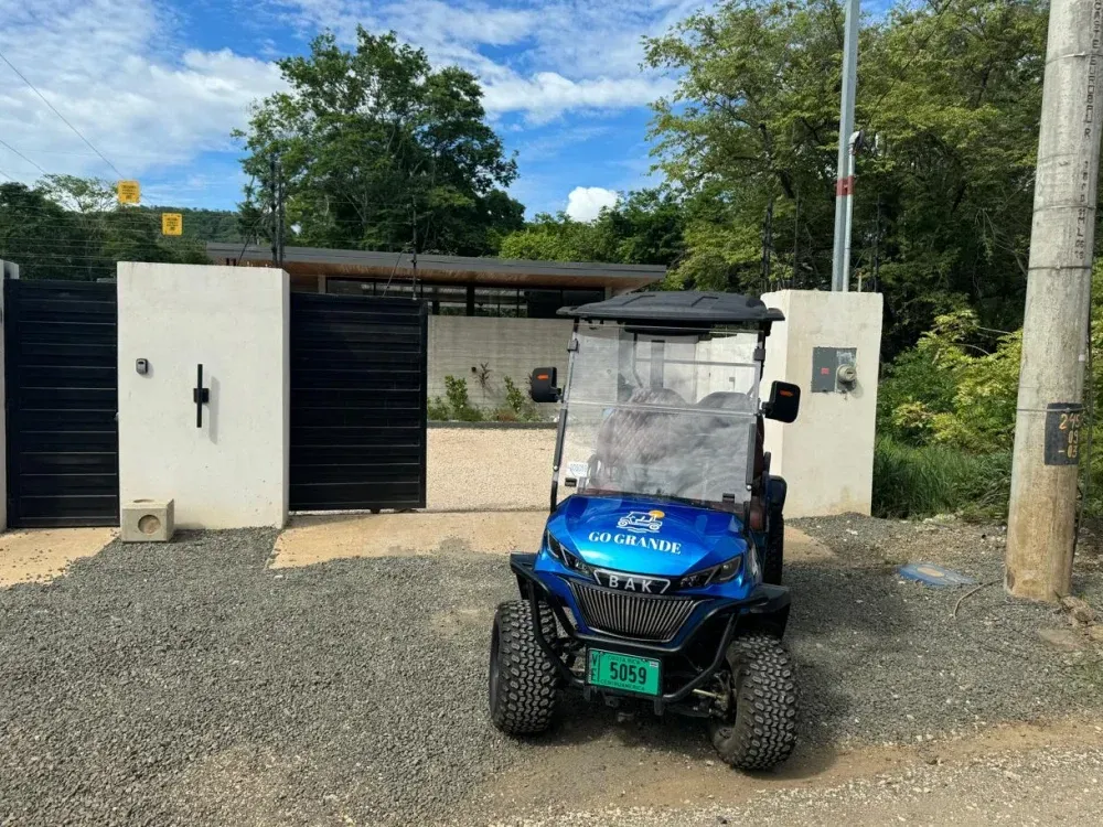 Golf cart delivered at the gate of a property in the Playa Grande area